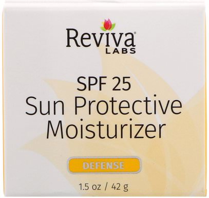 Reviva Labs, Sun Protective Moisturizer, SPF 25, 1.5 oz (42 g) ,الجمال، العناية بالوجه، الكريمات المستحضرات، الأمصال، الجلد