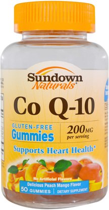 Sundown Naturals, Co Q-10, 200 mg, Peach Mango Flavor, 50 Gummies ,منتجات حساسة للحرارة، المكملات الغذائية، غوميز