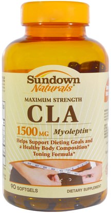 Sundown Naturals, Maximum Strength CLA, 1500 mg, 90 Softgels ,وفقدان الوزن، والنظام الغذائي، كلا (مترافق حمض اللينوليك)