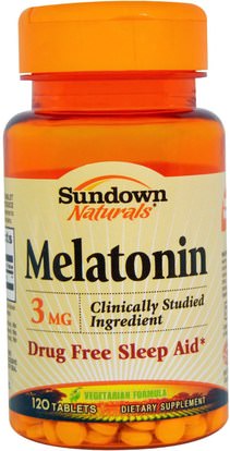 Sundown Naturals, Melatonin, 3 mg, 120 Tablets ,المكملات الغذائية، الميلاتونين 3 ملغ