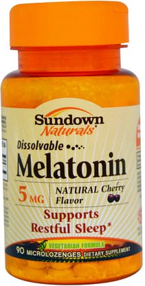 Sundown Naturals, Melatonin, Dissolvable, 5 mg, 90 Microlozenges ,المكملات الغذائية، الميلاتونين 5 ملغ