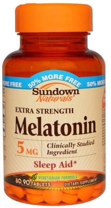 Sundown Naturals, Melatonin, 5 mg, 90 Tablets ,المكملات الغذائية، الميلاتونين 5 ملغ