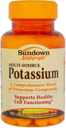 Sundown Naturals, Multi-Source Potassium, 90 Tablets ,المكملات الغذائية، المعادن، البوتاسيوم