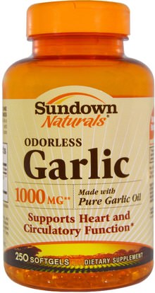 Sundown Naturals, Odorless Garlic, 1,000 mg, 250 Softgels ,المكملات الغذائية، المضادات الحيوية، زيت الثوم