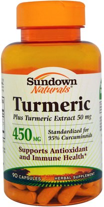 Sundown Naturals, Turmeric, 450 mg, 90 Capsules ,المكملات الغذائية، مضادات الأكسدة، الكركمين، الكركم