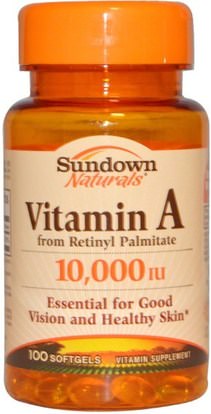 Sundown Naturals, Vitamin A, 10,000 IU, 100 Softgels ,الفيتامينات، فيتامين أ