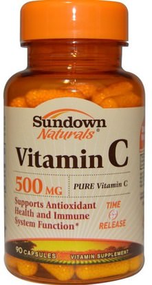 Sundown Naturals, Vitamin C, 500 mg, 90 Capsules ,الفيتامينات، فيتامين ج، فيتامين ج الافراج عن الوقت