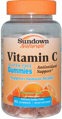 Sundown Naturals, Vitamin C Gummies, Gluten-Free, Orange Flavor, 90 Gummies ,المنتجات الحساسة للحرارة، الفيتامينات، فيتامين ج غوميز