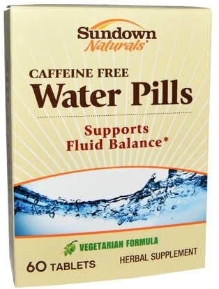 Sundown Naturals, Water Pills, Caffeine Free, 60 Tablets ,الصحة، مدرات البول حبوب الماء