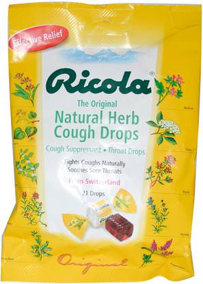 Ricola, The Original Natural Herb Cough Drops, 21 Drops ,والصحة، والانفلونزا الباردة والفيروسية، ورذاذ الرعاية الحلق، قطرات السعال