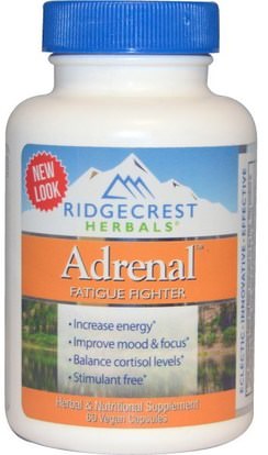 RidgeCrest Herbals, Adrenal, Fatigue Fighter, 60 Vegan Caps ,المكملات الغذائية، الكظرية، والطاقة
