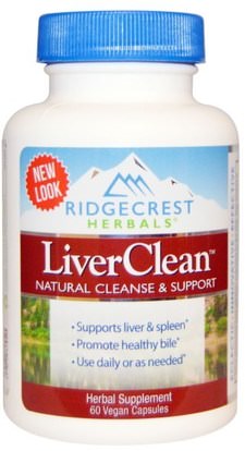 RidgeCrest Herbals, LiverClean, 60 Vegan Caps ,والصحة، ودعم الكبد