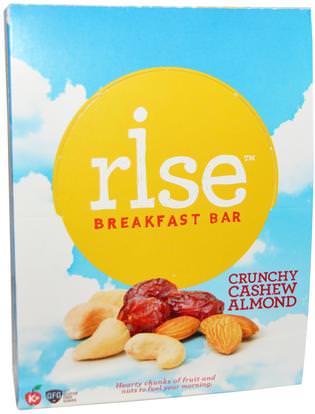 Rise Bar, Breakfast Bars, Crunchy Cashew Almond, 12 Bars, 1.4 oz (40 g) Each ,والمكملات الغذائية، والحانات الغذائية، والأطعمة