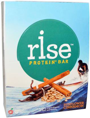 Rise Bar, Protein+ Bars, Sunflower Cinnamon, 12 Bars, 2.1 oz (60 g) Each ,المكملات الغذائية، الحانات الغذائية، أشرطة البروتين