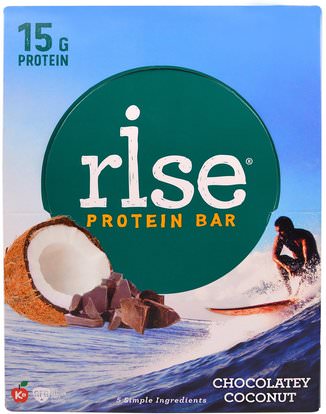 Rise Bar, Rise Protein Bar, Chocolatey Coconut, 12 Bars, 2.1 oz (60 g) Each ,والرياضة، والبروتين أشرطة