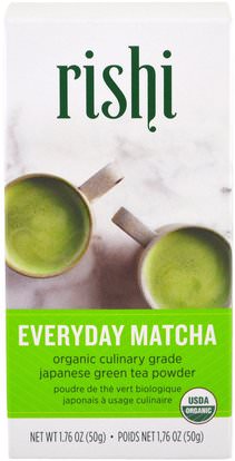 Rishi Tea, Organic Everyday Matcha Powder, 1.76 oz (50 g) ,المكملات الغذائية، مضادات الأكسدة، الشاي الأخضر، الغذاء، الشاي العشبية