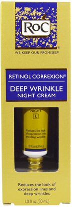 RoC, Retinol Correxion, Deep Wrinkle Night Cream, 1.0 fl oz (30 ml) ,الجمال، العناية بالوجه، كريمات التجاعيد