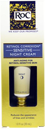 RoC, Retinol Correxion, Sensitive Night Cream, 1.0 fl oz (30 ml) ,الصحة، الجلد، العناية بالوجه، الكريمات الليلية