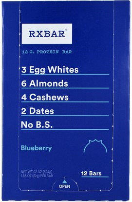 RXBAR, Protein Bars, Blueberry, 12 Bars, 1.83 oz (52 g) Each ,والمكملات الغذائية، والحانات الغذائية، والوجبات الخفيفة