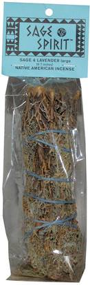 Sage Spirit, Native American Incense, Sage & Lavender, Large, 6-7 inches ,الأعشاب، حكيم، الزيوت العطرية الزيوت، البخور