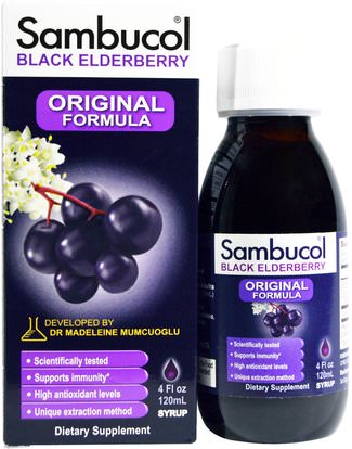 Sambucol, Black Elderberry, Original Formula, 4 fl oz (120 ml) ,والصحة، والدعم المناعي، والانفلونزا الباردة والفيروسية، إلديربيري (سامبوكوس)