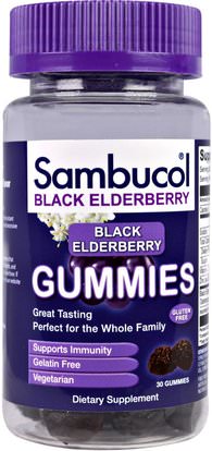 Sambucol, Sambucol, Black Elderberry, 30 Gummies ,المكملات الغذائية، غوميز، الانفلونزا الباردة والفيروسية، إلديربيري (سامبوكوس)
