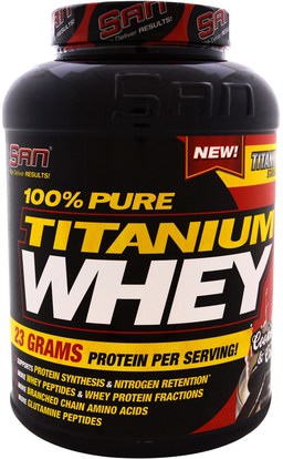 SAN Nutrition, 100% Pure Titanium Whey, Cookies & Cream, 81 oz (2310 g) ,التغذية سان، الرياضة