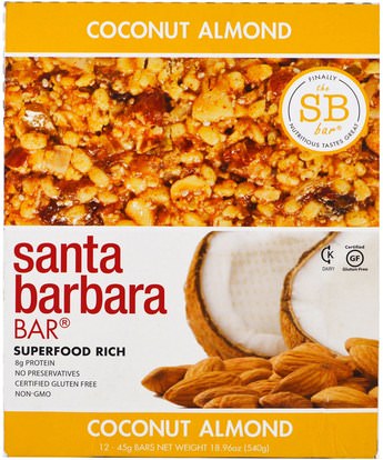 Santa Barbara Bar, Coconut Almond, 12 Bars, 18.96 oz (540 g) ,المكملات الغذائية، الحانات الغذائية