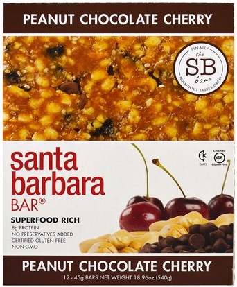 Santa Barbara Bar, Peanut Chocolate Cherry, 12 Bars, 18.96 oz (540 g) ,المكملات الغذائية، الحانات الغذائية