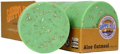 Sappo Hill, Glyceryne Cream Soap, Aloe Oatmeal, 12 Bars, 3.5 oz (100 g) Each ,حمام، الجمال، الصابون