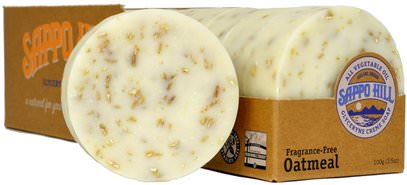Sappo Hill, Glyceryne Cream Soap, Oatmeal, Fragrance-Free, 12 Bars, 3.5 oz (100 g) Each ,حمام، الجمال، الصابون