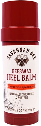 Savannah Bee Company Inc, Beeswax Heel Balm, Tangerine Spearmint, 2 oz (56.69 g) ,حمام، الجمال، قدم قدم الرعاية