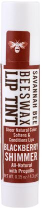 Savannah Bee Company Inc, Beeswax Lip Tint, Blackberry Shimmer, 0.15 oz (4.3 g) ,حمام، الجمال، العناية الشفاه، بلسم الشفاه