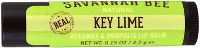 Savannah Bee Company Inc, Beeswax & Propolis Lip Balm, Key Lime, 0.15 oz (4.2 g) ,حمام، الجمال، العناية الشفاه، بلسم الشفاه