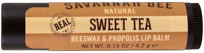 Savannah Bee Company Inc, Beeswax & Propolis Lip Balm, Sweet Tea, 0.15 oz (4.2 g) ,حمام، الجمال، العناية الشفاه، بلسم الشفاه