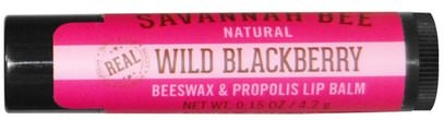 Savannah Bee Company Inc, Beeswax & Propolis Lip Balm, Wild Blackberry, 0.15 oz (4.2 g) ,حمام، الجمال، العناية الشفاه، بلسم الشفاه