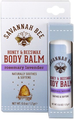 Savannah Bee Company Inc, Honey & Beeswax Body Balm, Rosemary Lavender, 0.6 oz (17 g) ,الجمال، الصحة، بشرة