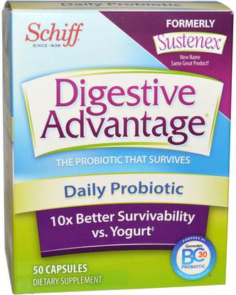 Schiff, Digestive Advantage, Daily Probiotic, 50 Capsules ,ششيف ميزة الجهاز الهضمي