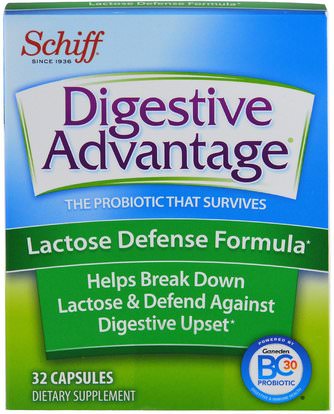 Schiff, Digestive Advantage, Lactose Defense Formula, 32 Capsules ,ششيف ميزة الجهاز الهضمي