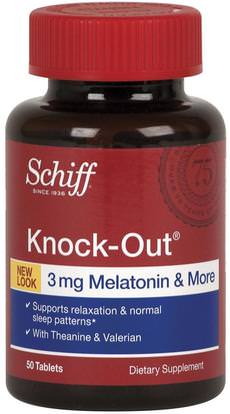 Schiff, Knock-Out, 50 Tablets ,المكملات الغذائية، الميلاتونين 3 ملغ