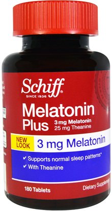 Schiff, Melatonin Plus, 3 mg, 180 Tablets (Discontinued Item) ,المكملات الغذائية، الميلاتونين 3 ملغ