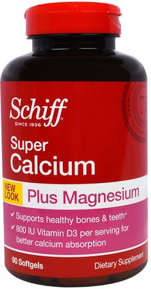 Schiff, Super Calcium, Plus Magnesium, 90 Softgels ,والمكملات الغذائية، والمعادن، والكالسيوم والمغنيسيوم