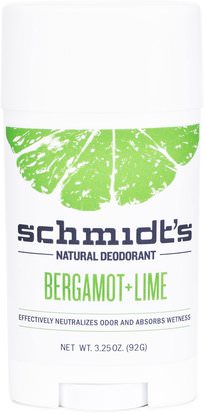 Schmidts Natural Deodorant, Bergamot + Lime, 3.25 oz (92 g) ,حمام، الجمال، مزيل العرق