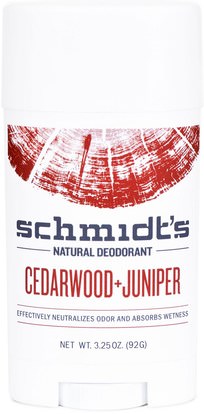 Schmidts Natural Deodorant, Cedarwood + Juniper, 3.25 oz (92 g) ,حمام، الجمال، مزيل العرق