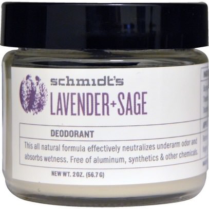 Schmidts Natural Deodorant, Lavender + Sage, 2 oz (56.7 g) ,حمام، الجمال، مزيل العرق