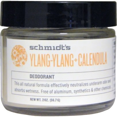 Schmidts Natural Deodorant, Ylang-Ylang + Calendula, 2 oz (56.7 g) ,حمام، الجمال، مزيل العرق