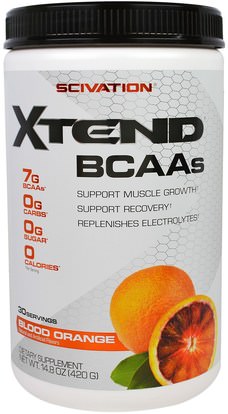 Scivation, Xtend BCAAs, Blood Orange, 14.8 oz (420 g) ,المكملات الغذائية، والأحماض الأمينية، بكا (متفرعة سلسلة الأحماض الأمينية)، والرياضة، والعضلات