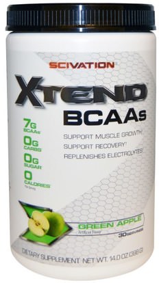 Scivation, Xtend, BCAAs, Green Apple, 14.0 oz (398 g) ,والرياضة، والرياضة، والعضلات