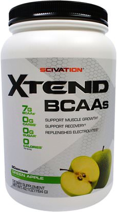 Scivation, Xtend, BCAAs, Green Apple, 42.1 oz (1194 g) ,والمكملات، والأحماض الأمينية، بكا (متفرعة سلسلة الأحماض الأمينية)، والرياضة، تجريب