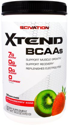 Scivation, Xtend, BCAAs, Strawberry Kiwi, 14.5 oz (410 g) ,بكا (متفرعة سلسلة الأحماض الأمينية)، والرياضة، تجريب